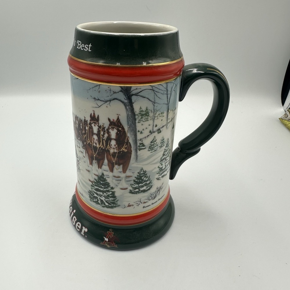 1991 Budweiser Collector Beer Stein Clydesdales The Season's Best Mug Christmas